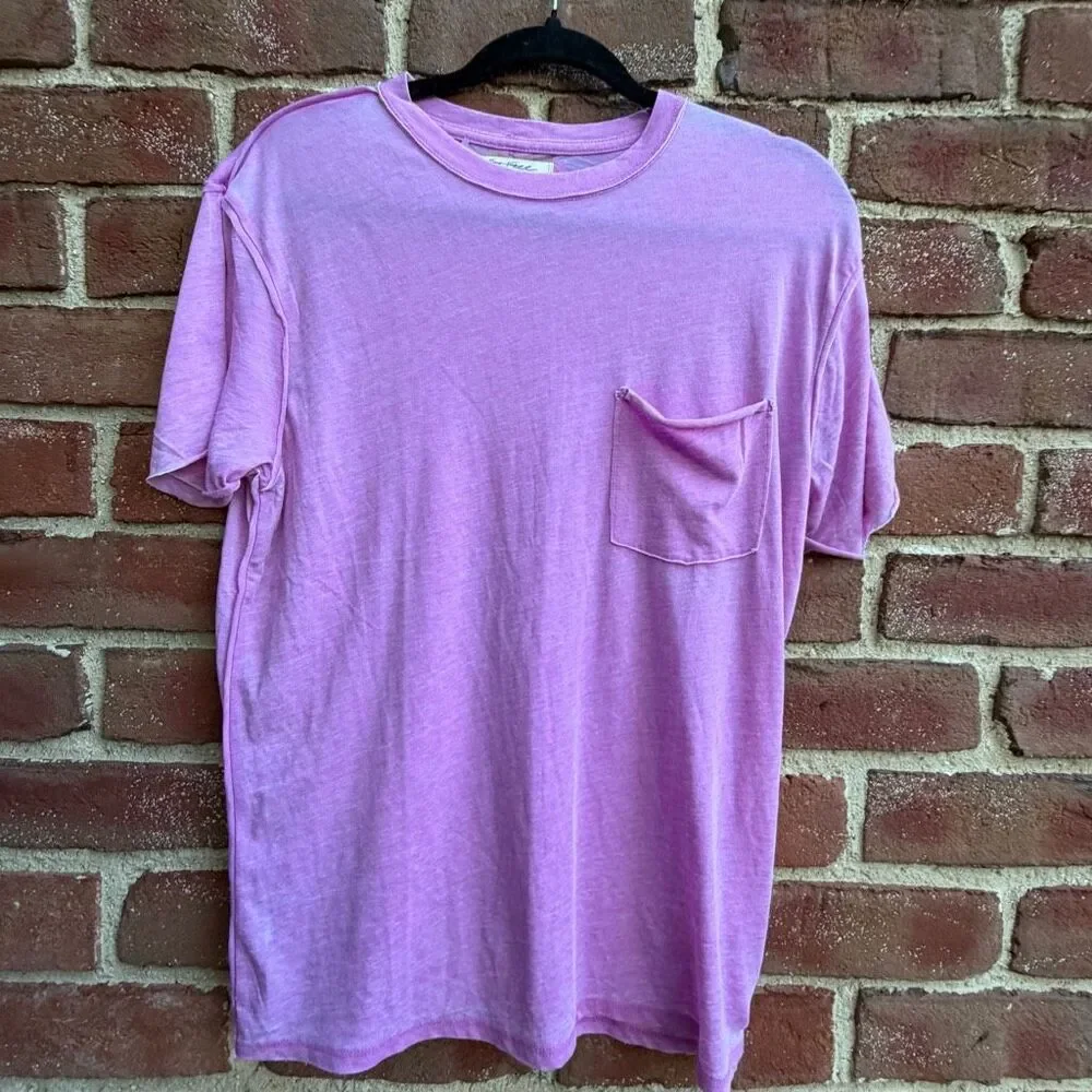 Free People X We The Free Vella Pocket Burnout Oversized Tee pink XS NEW